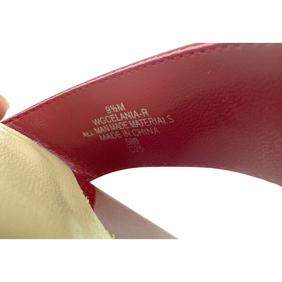 Guess Size 9.5 Womens Deep Red Patent Leather Block Square Toe Heel Sandals - Picture 10 of 10